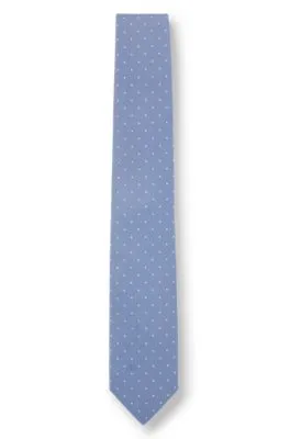 Pure-silk tie with jacquard-woven dot pattern