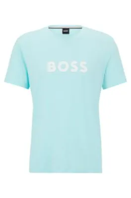 BOSS - Cotton-jersey T-shirt with city artwork and rhinestone logo