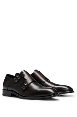 Chaussures monk en cuir à double bride et bout rapport