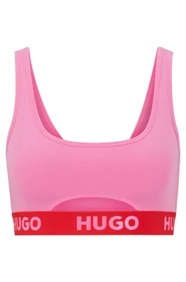 Brassière en coton stretch avec bandeau à logos