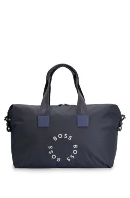 Recycled-material holdall with pockets and circular logos 