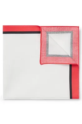 Carré de poche en coton pur avec bordure et logo