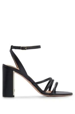 Nappa-leather sandals with block heel and straps