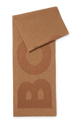 charpe en mélange de coton et laine avec logo en maille