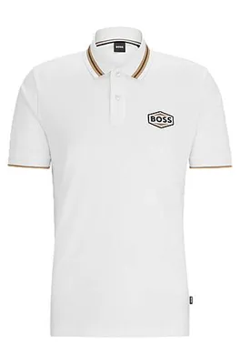 Polo en coton mercerisé avec badge logo