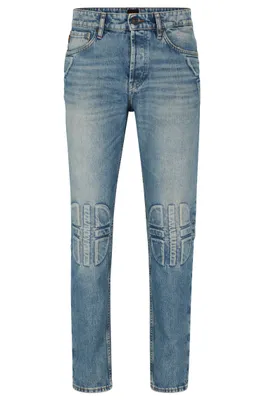 Jean Regular Fit style motard en denim bleu
