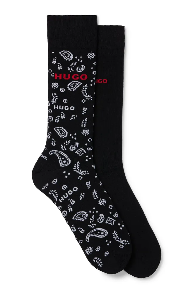 Lot de deux paires chaussettes mi-mollet à logos rouges