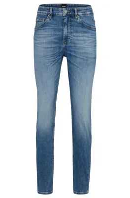 Jean Tapered Fit en denim stretch italien bleu