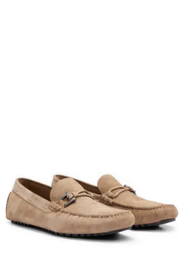 Mocassins driver en cuir suédé avec détails corde et métal