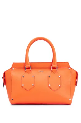 Cabas en cuir grainé avec bandoulière logotée