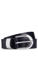 Ceinture en cuir italien avec boucle logotée à ardillon