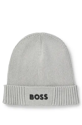 Beanie en coton mélangé à logo contrastant