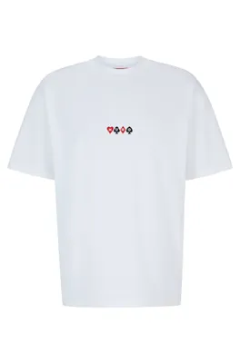 BOSS - T-shirt Oversized Fit en coton interlock avec poche en peluche
