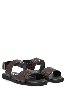 Sandales en cuir avec logo embossé et fermeture à bride