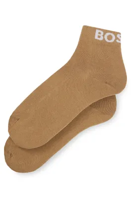 Lot de deux paires chaussettes mi-mollet à logos contrastants
