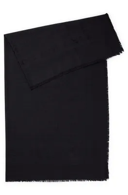 Foulard carré en soie et laine avec logos
