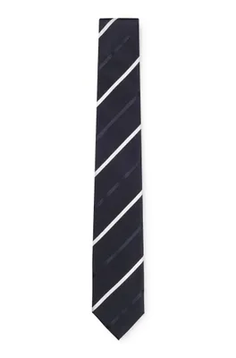 Cravate en jacquard de soie mélangée à rayures en diagonale