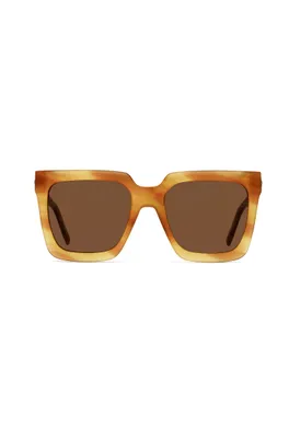 Lunettes de soleil en acétate à motif Havana clair, avec garnitures en métal