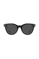 Lunettes de soleil en acétate noir avec logos gravés au laser