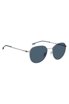 Lunettes de soleil en acier avec verres bleus