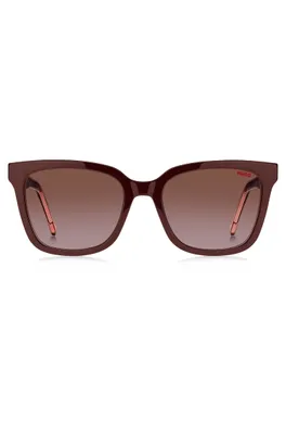 Lunettes de soleil en acétate marron rouge avec branches logotées