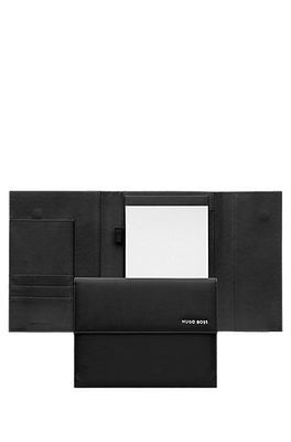 Porte-documents A5 noir en similicuir à rayures tennis en relief