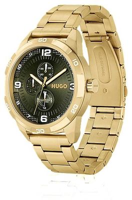 Montre dorée à cadran couleur olive