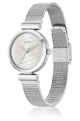 Montre avec bracelet en maille milanaise et cadran à logo effet superposé