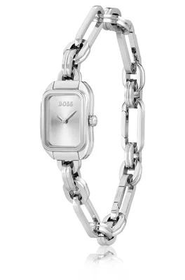 Montre à bracelet en maillons avec cadran argenté