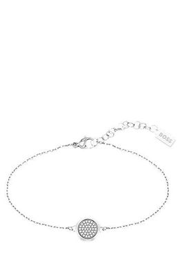 Bracelet chaîne avec médaillon en cristaux pavés