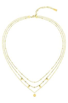 Collier à chaînes multiples avec médaillons et cristaux