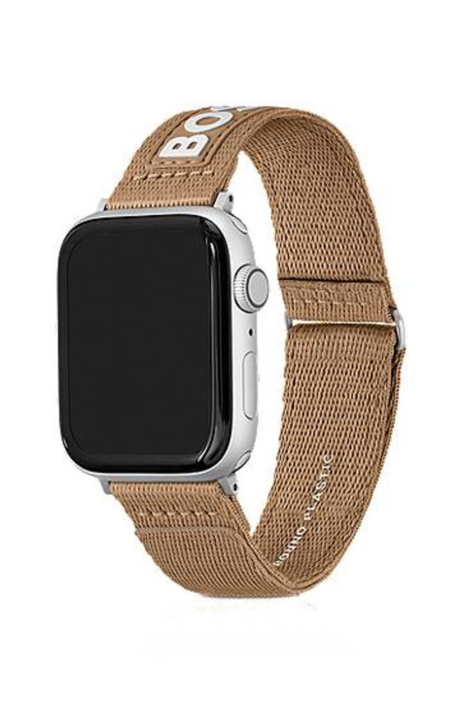 Bracelet Apple Watch en tissu camel à logo contrastant