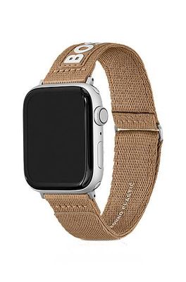 Bracelet Apple Watch en tissu camel à logo contrastant