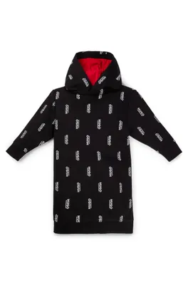 Robe sweat à capuche en polaire pour enfant, logos imprimés verticaux