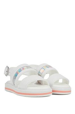 Sandales style mules pour enfant en cuir à finition irisée