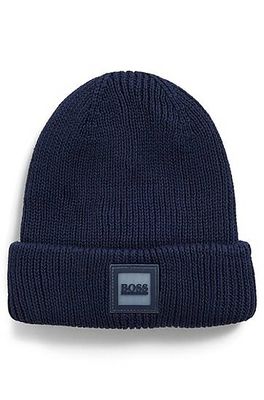 Bonnet pour enfant en coton côtelé avec étiquette logotée