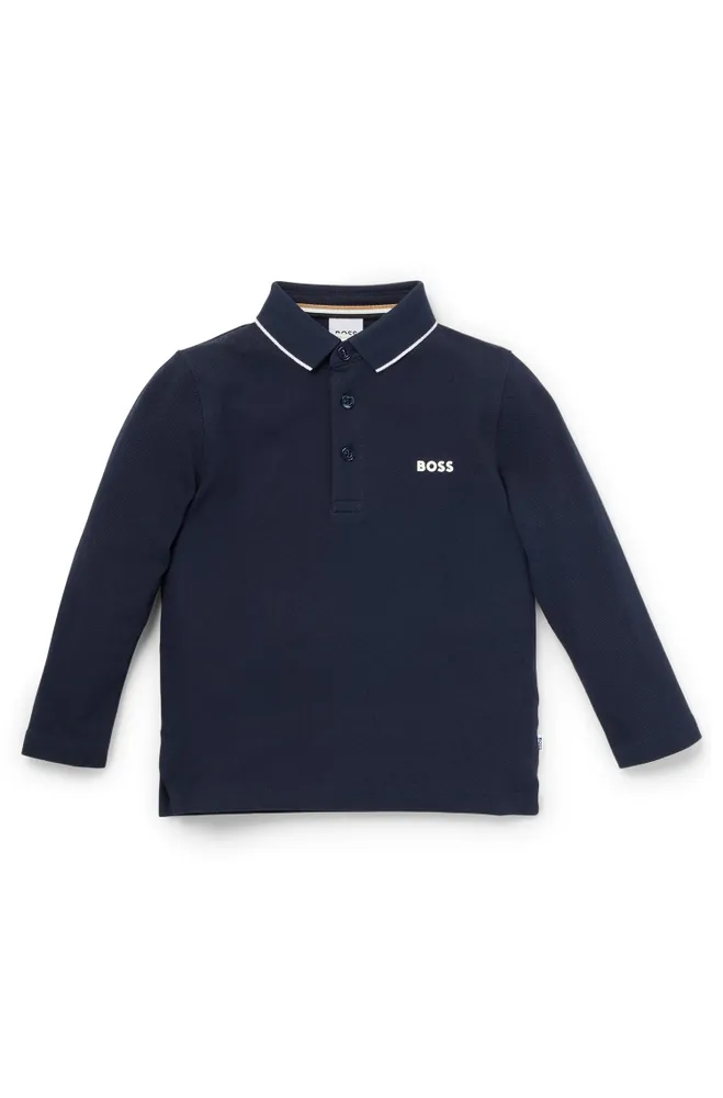 Polo à manches longues en piqué de coton pour enfant