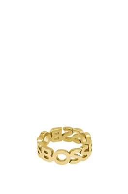 Bague dorée à logos