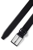 Vegetable-tanned leather belt with gunmetal hardware