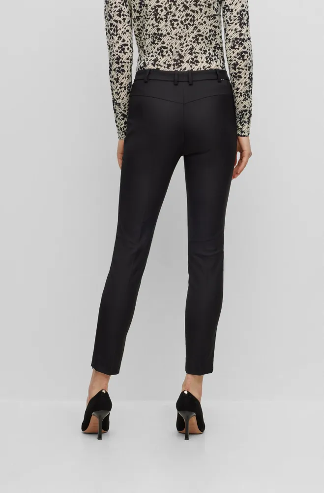 Cropped slim-fit trousers with zipped hems