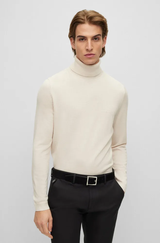 Regular-fit rollneck sweater extra-fine merino wool