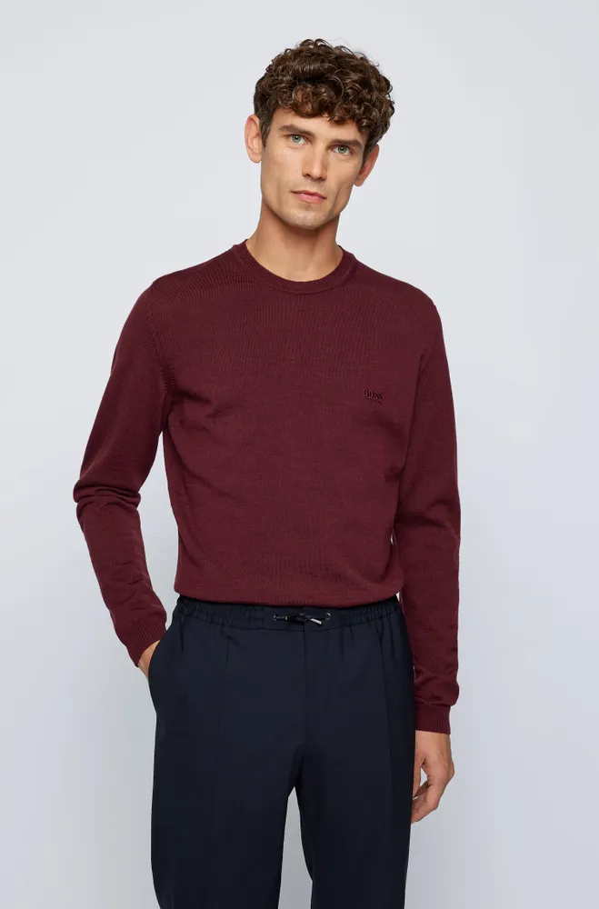 BOSS - Regular-fit V-neck sweater in extra-fine merino wool