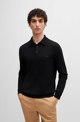 Knit polo sweater virgin wool