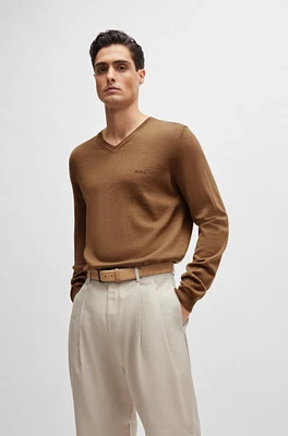 Regular-fit V-neck sweater extra-fine merino wool