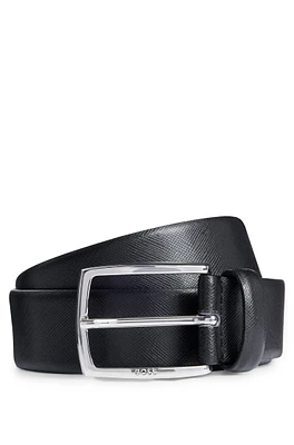 Leather belt with seasonal embossing