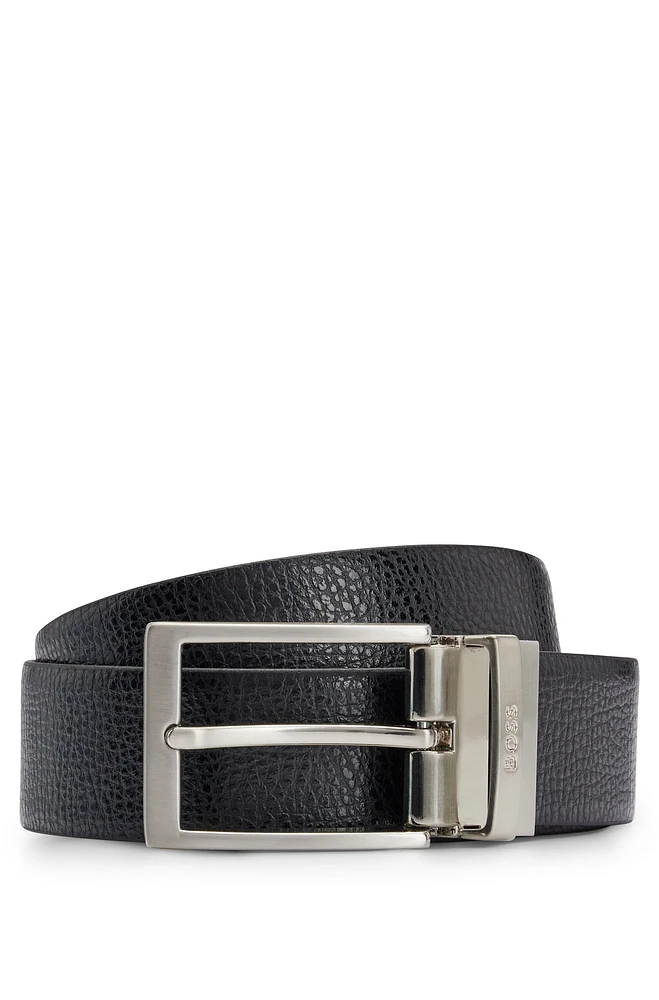 Reversible belt Italian leather with branded keeper