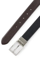 Reversible belt Italian leather with branded keeper