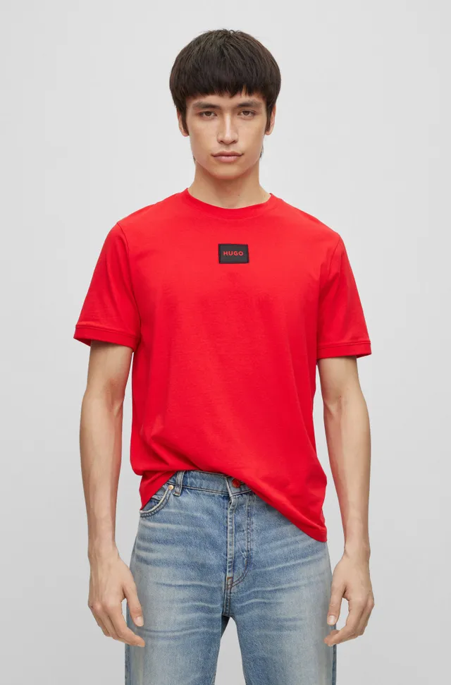 BOSS - Regular-fit pure-cotton T-shirt with monogram jacquard