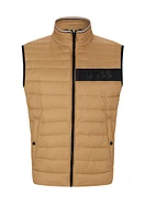 Water-repellent gilet with 3D-logo tape