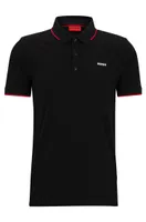 Stretch-cotton slim-fit polo shirt with printed logo